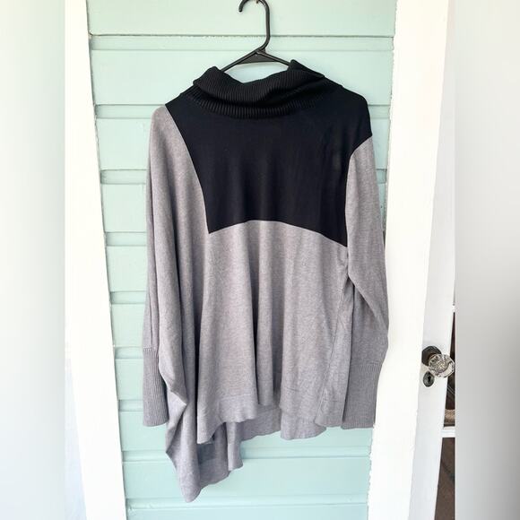Planet by Lauren G OS Asymmetrical Colorblock turtleneck Sweater black lagenlook - Picture 1 of 6